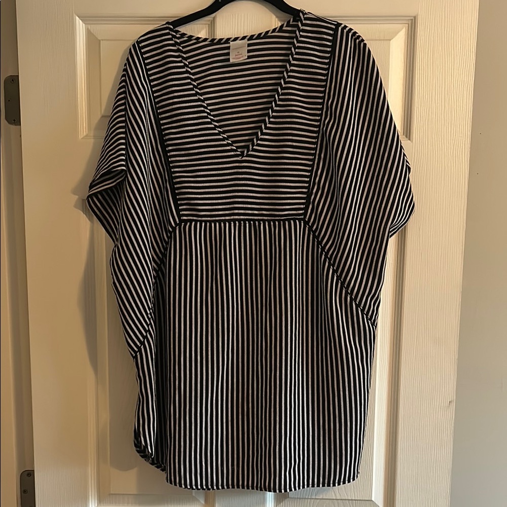 Black and White Striped Women's Top